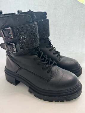 Aldo Rhinestone Combat Boots Grunge Moto Goth Chunky Lug 6.5